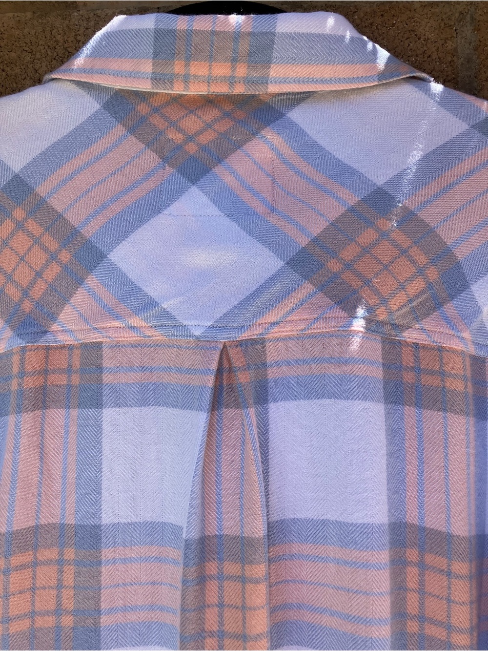 Rails Rayon Pastel Peach Sky White Plaid Button-Down Shirt - Picture 6 of 8